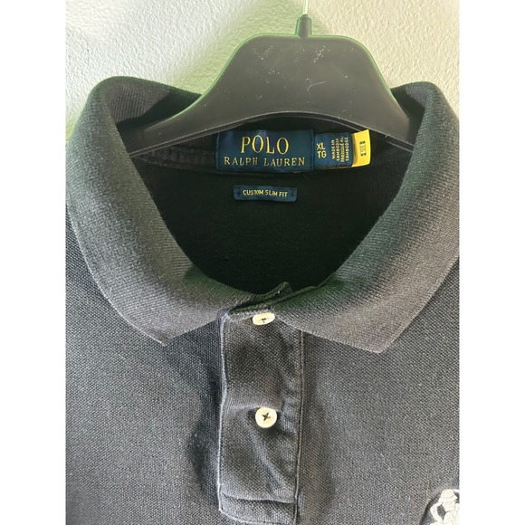 Polo Ralph Lauren Black Custom Slim Fit Big Pony Polo Shirt Mens XL - Picture 3 of 7